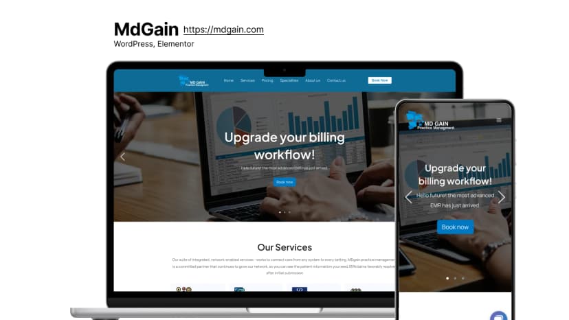MD Gain Medical Billing Company Website