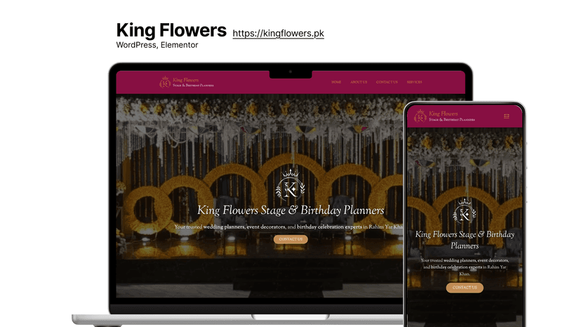 King Flowers Wedding &amp; Birthday Planner Company Website